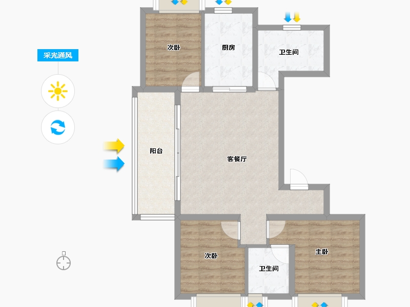 云南省-昆明市-金地峯范-81.73-户型库-采光通风