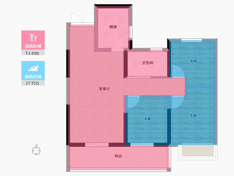 云南省-昆明市-中交锦澜府-70.24-户型库-动静分区