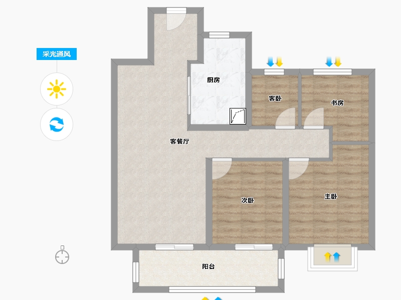 江苏省-徐州市-都会星宸臻源-80.00-户型库-采光通风