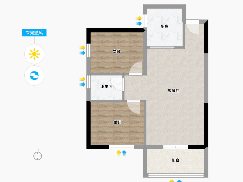 云南省-昆明市-绿地海之城-54.20-户型库-采光通风