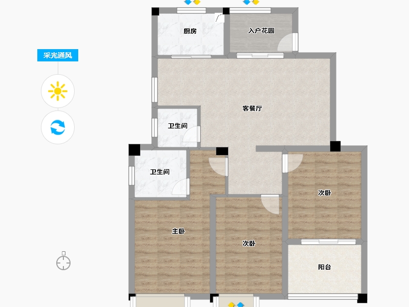 江苏省-无锡市-观山名筑-94.40-户型库-采光通风