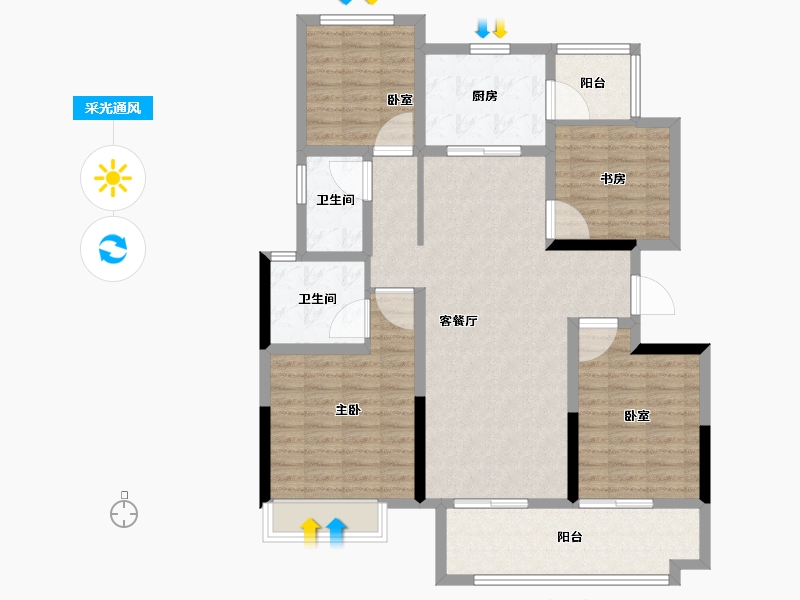 陕西省-西安市-中海曲江大城-112.00-户型库-采光通风