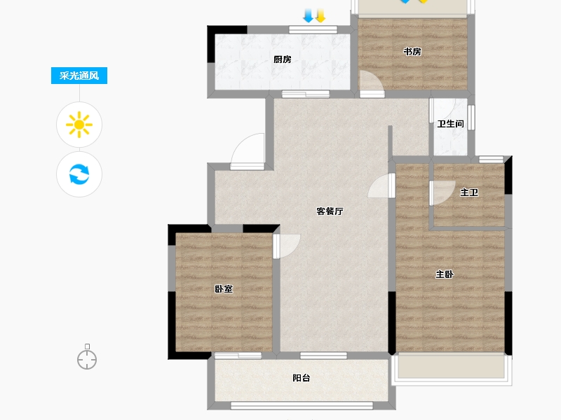 江苏省-徐州市-恒华天境-94.40-户型库-采光通风