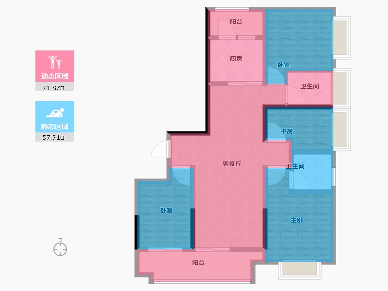 陕西省-西安市-中海曲江大城-115.20-户型库-动静分区