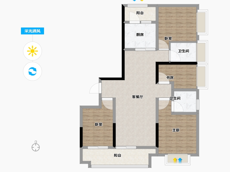 陕西省-西安市-中海曲江大城-115.20-户型库-采光通风