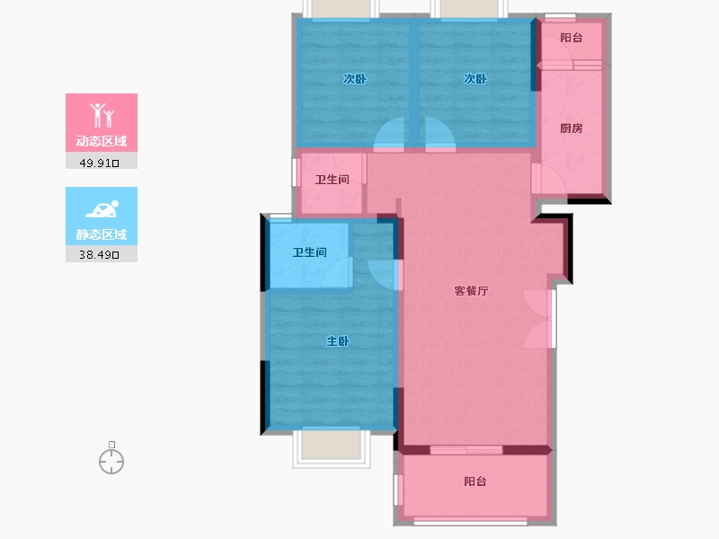 重庆-重庆市-中粮金科浣溪锦云-78.08-户型库-动静分区