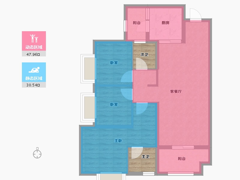 重庆-重庆市-保利大国璟-75.47-户型库-动静分区