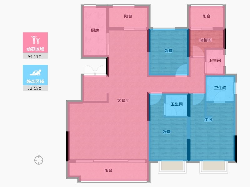 陕西省-西安市-中海曲江大城-136.01-户型库-动静分区