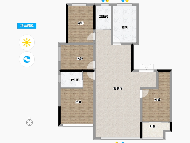 山东省-潍坊市-恒联宝通瑞-127.20-户型库-采光通风