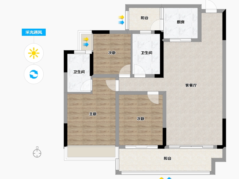 四川省-成都市-南湖名邸-99.93-户型库-采光通风