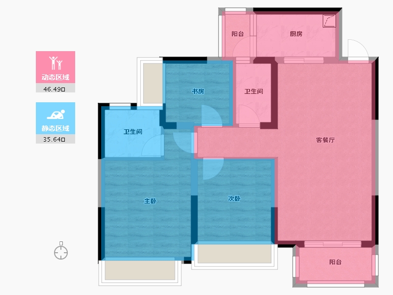 四川省-成都市-融和苑-72.18-户型库-动静分区