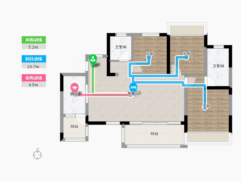 四川省-成都市-南湖名邸-88.76-户型库-动静线