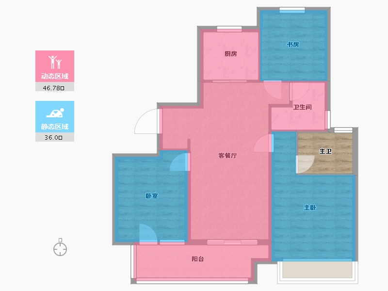 江苏省-徐州市-中南樾府-78.41-户型库-动静分区