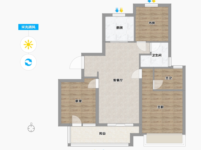 江苏省-徐州市-中南樾府-78.41-户型库-采光通风