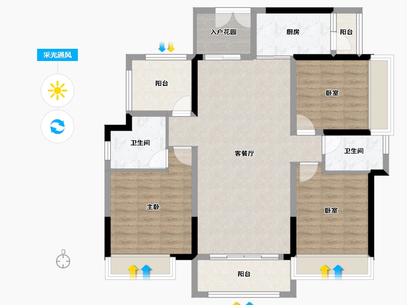 广东省-惠州市-半岛1号-102.08-户型库-采光通风