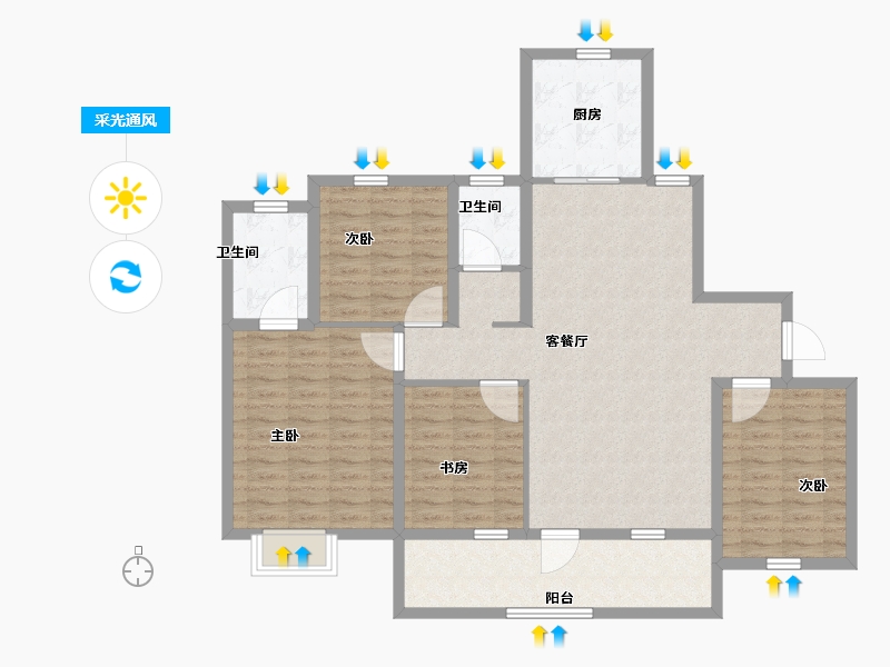 山东省-潍坊市-中海世家-114.23-户型库-采光通风