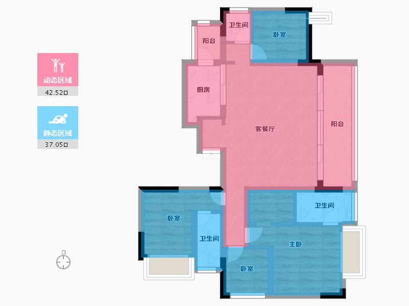 重庆-重庆市-两江曲院风荷-68.59-户型库-动静分区