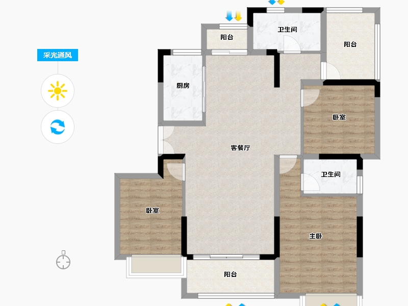 广东省-惠州市-半岛1号-108.58-户型库-采光通风