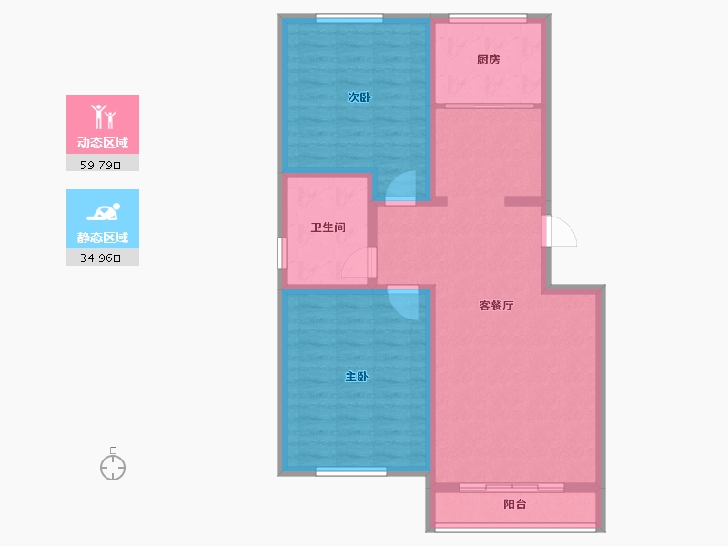 新疆维吾尔自治区-乌鲁木齐市-新疆二建家属院-85.00-户型库-动静分区