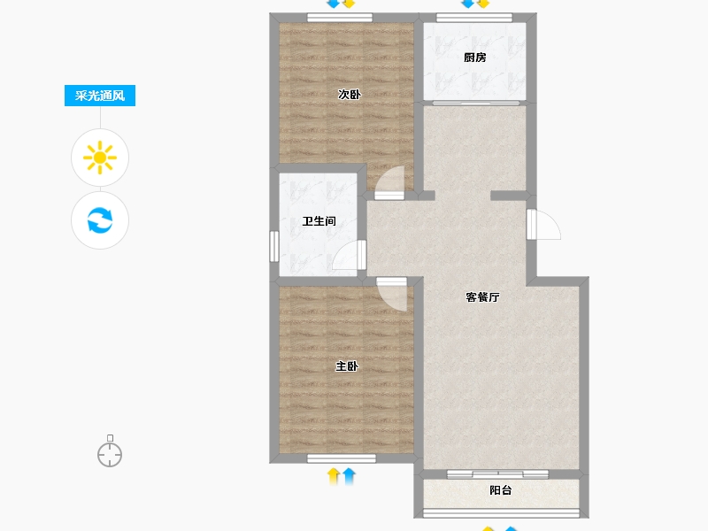 新疆维吾尔自治区-乌鲁木齐市-新疆二建家属院-85.00-户型库-采光通风