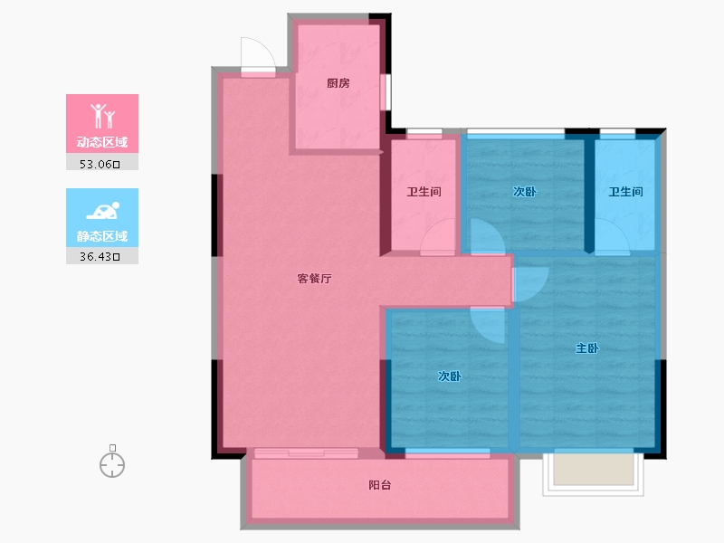 湖南省-长沙市-汉唐世家-79.30-户型库-动静分区