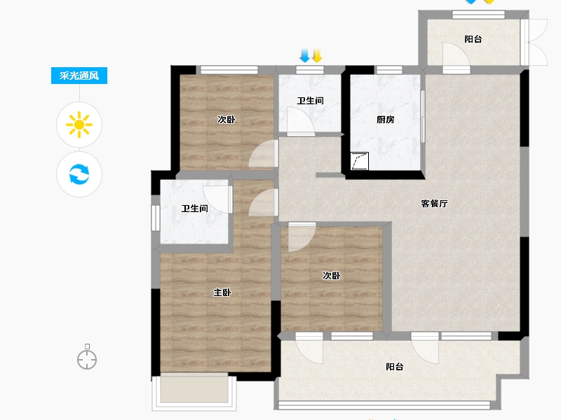 山东省-青岛市-和达铭著-87.28-户型库-采光通风