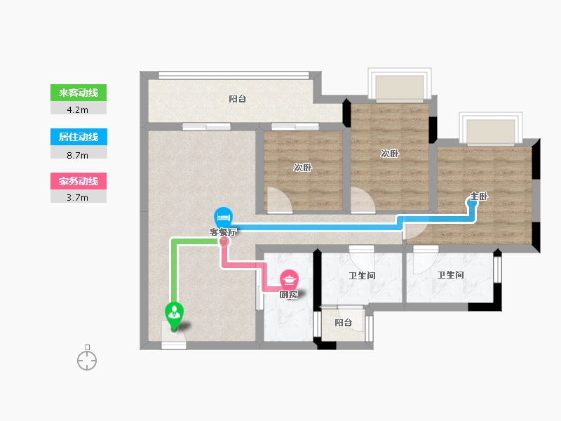 重庆-重庆市-中粮金科浣溪锦云-74.31-户型库-动静线