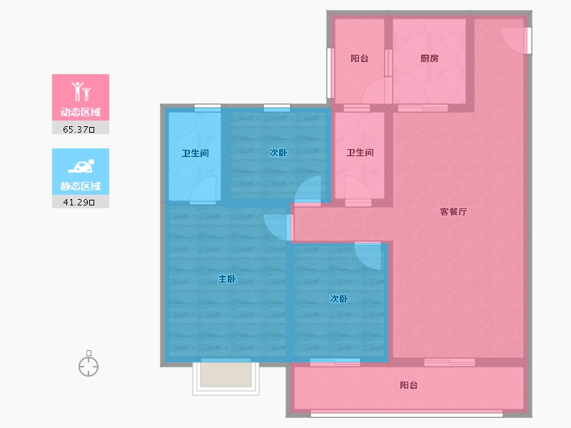 云南省-昆明市-碧桂园龙腾世家-94.31-户型库-动静分区