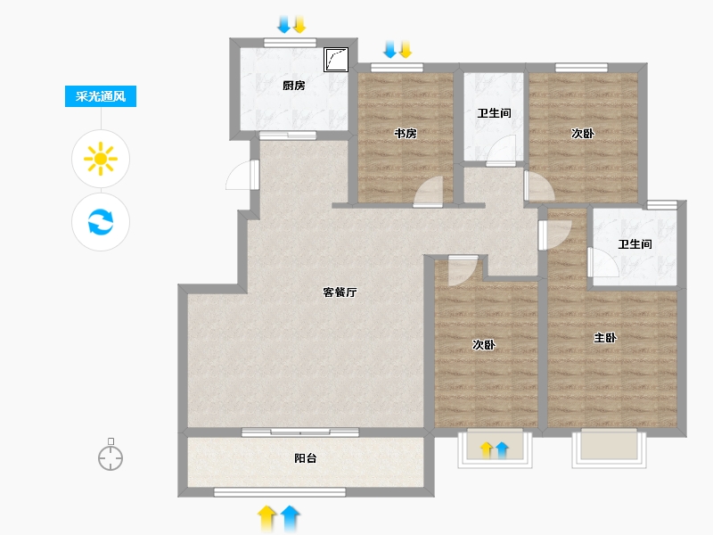 江苏省-徐州市-都会星宸臻源-113.55-户型库-采光通风