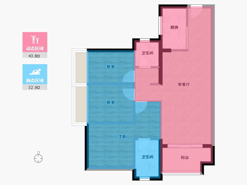 广东省-惠州市-太东万科万悦花园-68.52-户型库-动静分区