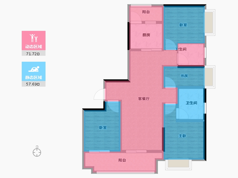 陕西省-西安市-中海曲江大城-115.20-户型库-动静分区