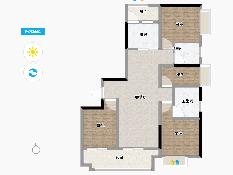 陕西省-西安市-中海曲江大城-115.20-户型库-采光通风