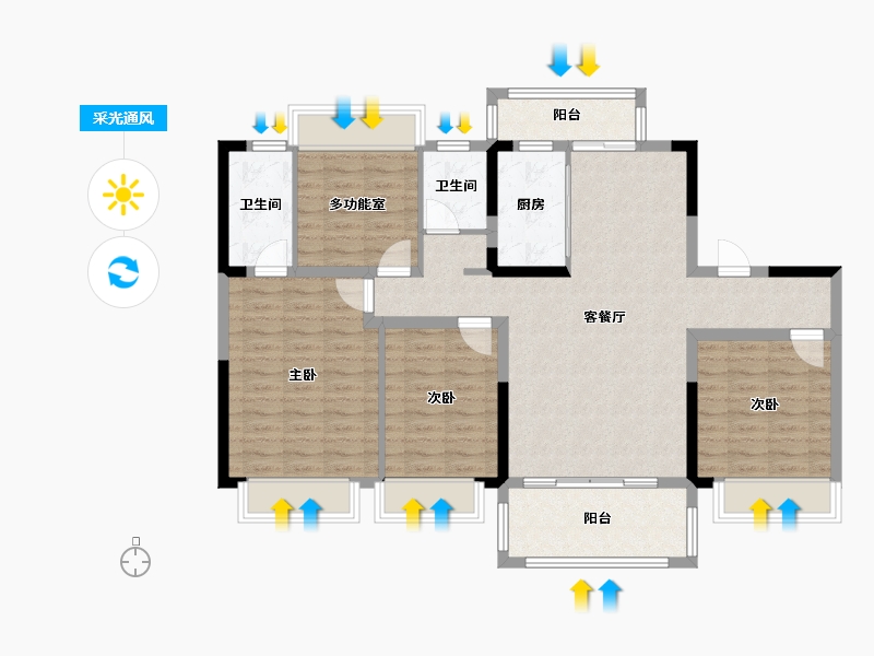 四川省-成都市-美的碧桂园观澜府-106.71-户型库-采光通风