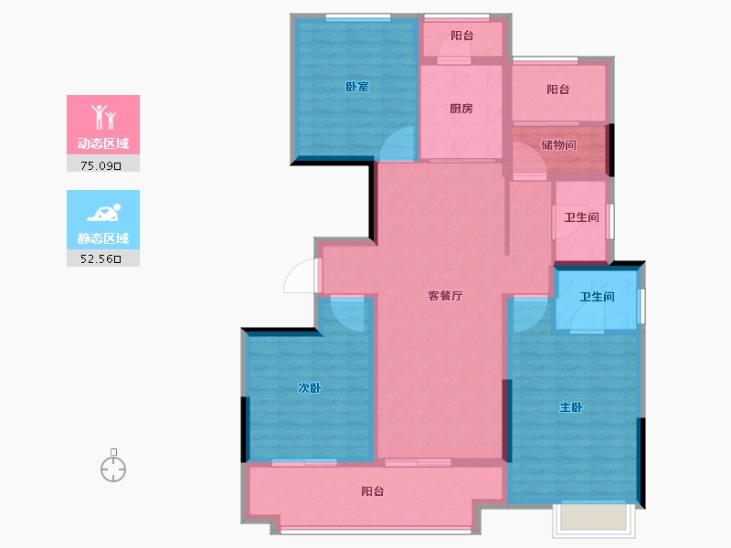 陕西省-西安市-中海曲江大城-114.41-户型库-动静分区