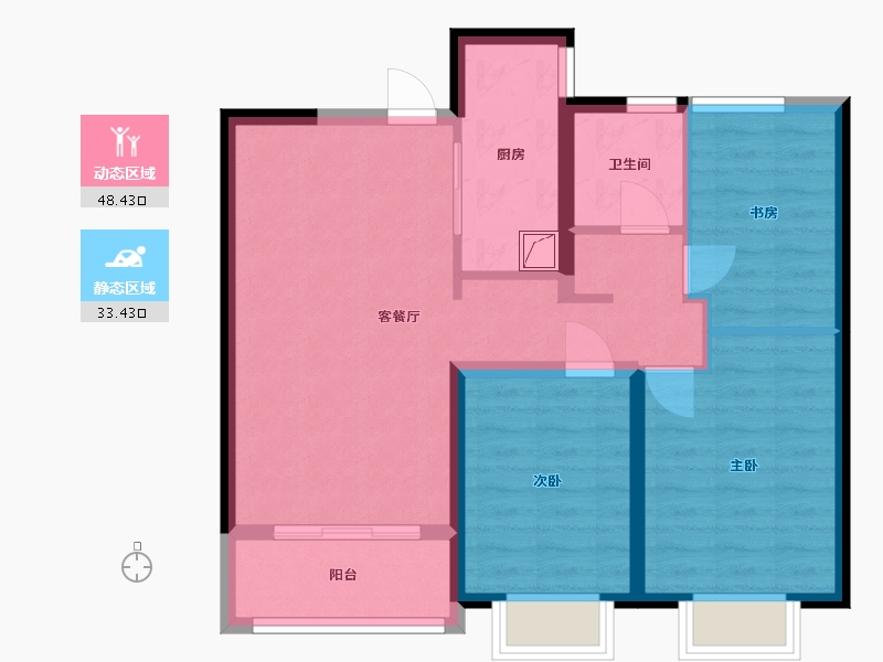 陕西省-西安市-绿城全运村三期-90.00-户型库-动静分区