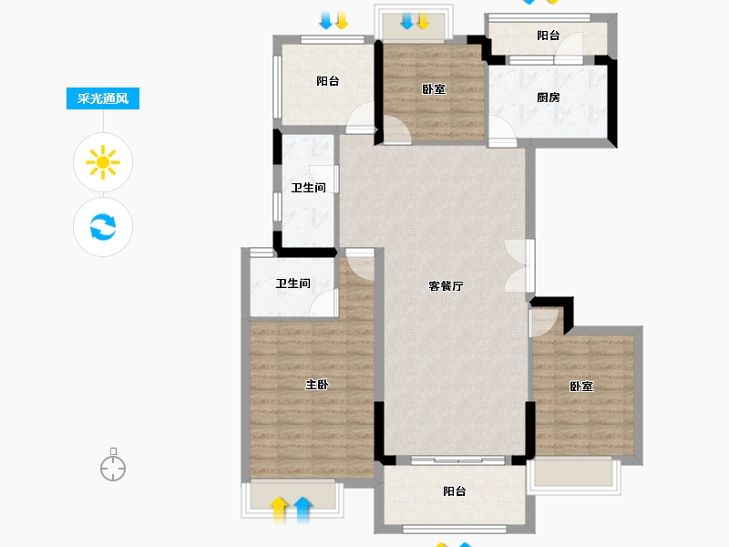 广东省-惠州市-半岛1号-105.50-户型库-采光通风