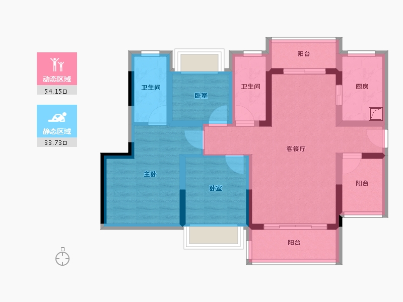 广东省-惠州市-​颐安天朗名庭-76.17-户型库-动静分区