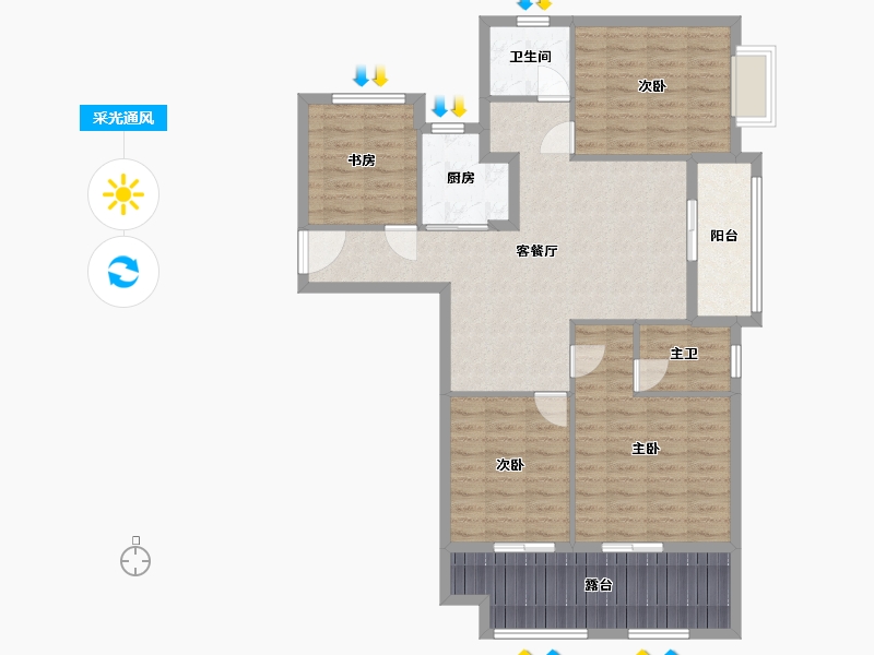 江苏省-徐州市-​尚德华苑-104.64-户型库-采光通风