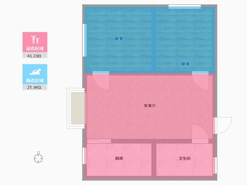 陕西省-榆林市-锦岚佳园-60.00-户型库-动静分区