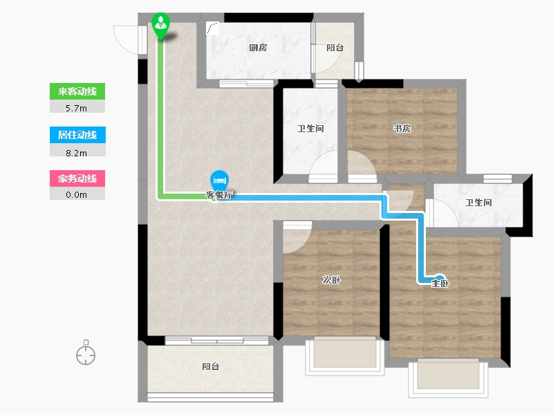 重庆-重庆市-富力院士廷-74.55-户型库-动静线