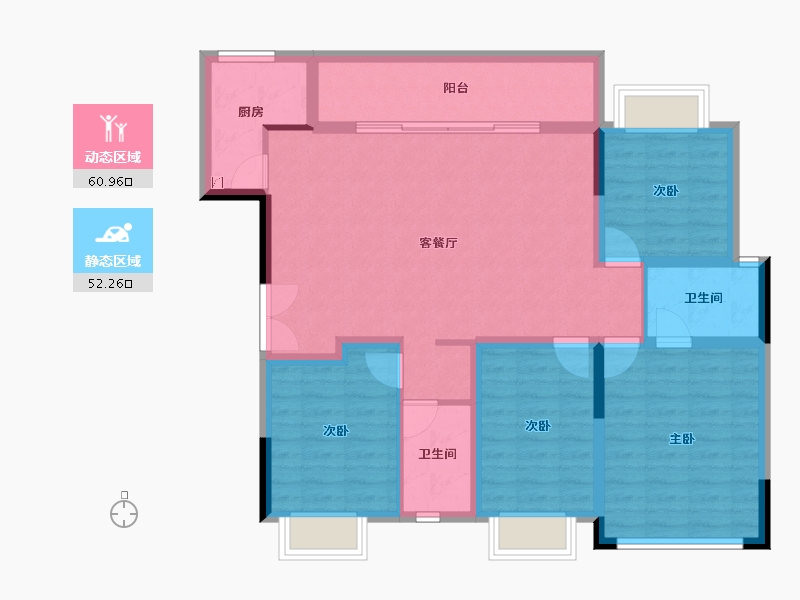 重庆-重庆市-华远海蓝和光-101.49-户型库-动静分区