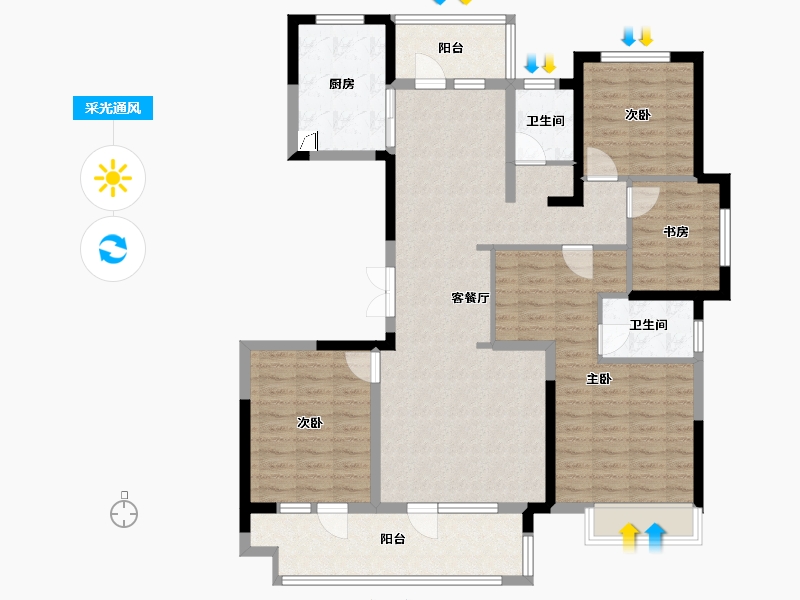 山东省-青岛市-国泰华府-118.30-户型库-采光通风