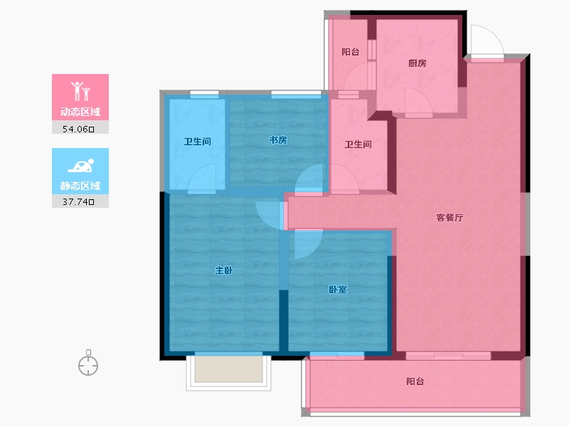 云南省-昆明市-世茂璀璨世家-81.59-户型库-动静分区