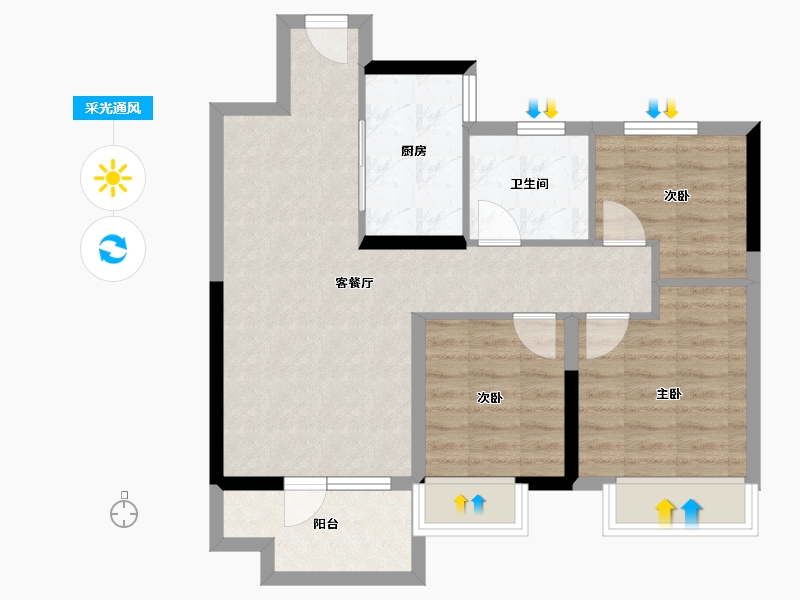 山东省-青岛市-中骏汇景城-68.01-户型库-采光通风