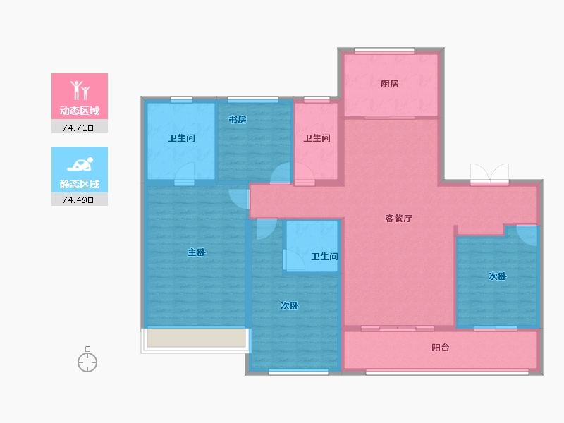 浙江省-绍兴市-金茂暨阳府-135.71-户型库-动静分区