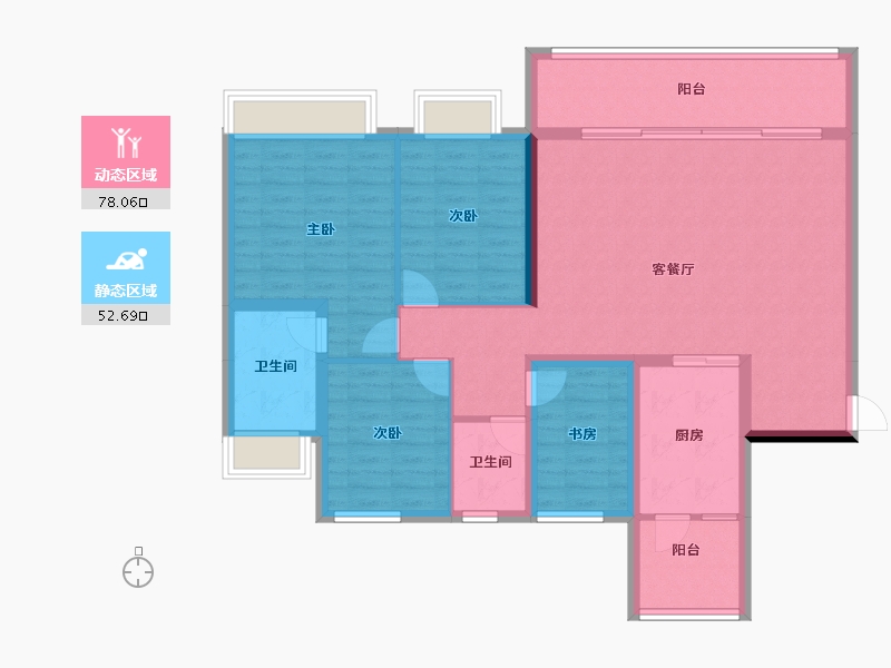 重庆-重庆市-雅居乐富春山居-118.16-户型库-动静分区