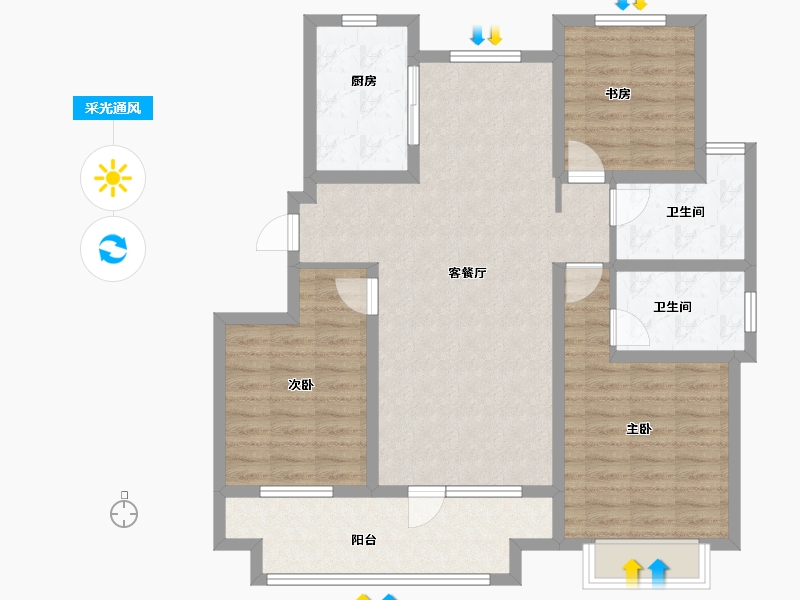 山东省-青岛市-保利云禧-101.65-户型库-采光通风