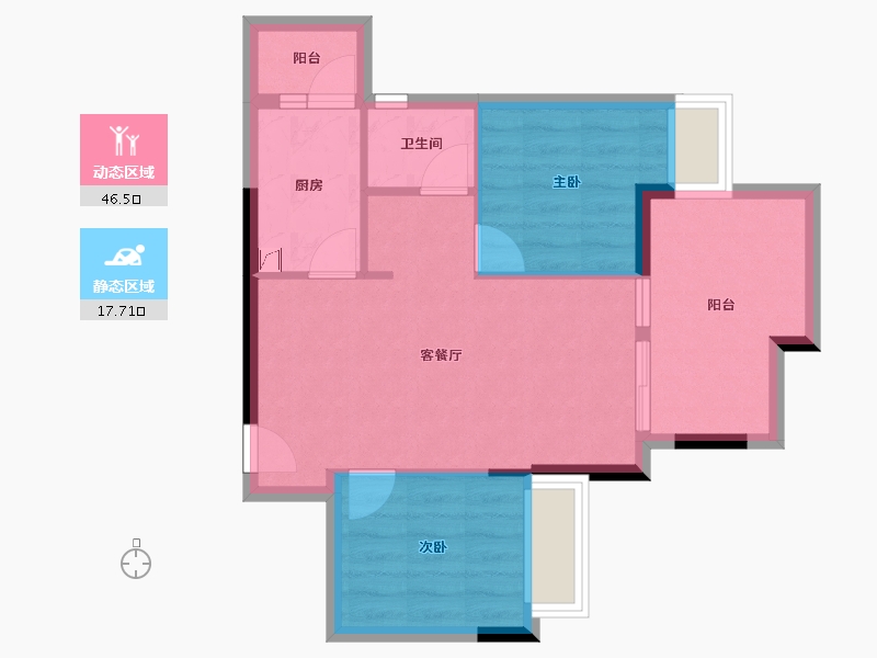 重庆-重庆市-富力院士廷-57.18-户型库-动静分区