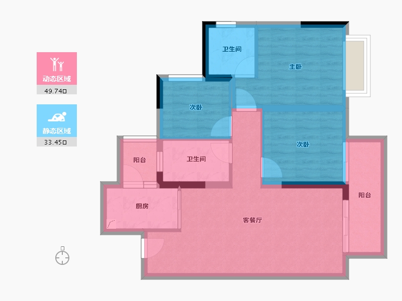 四川省-成都市-世茂云璟-73.58-户型库-动静分区