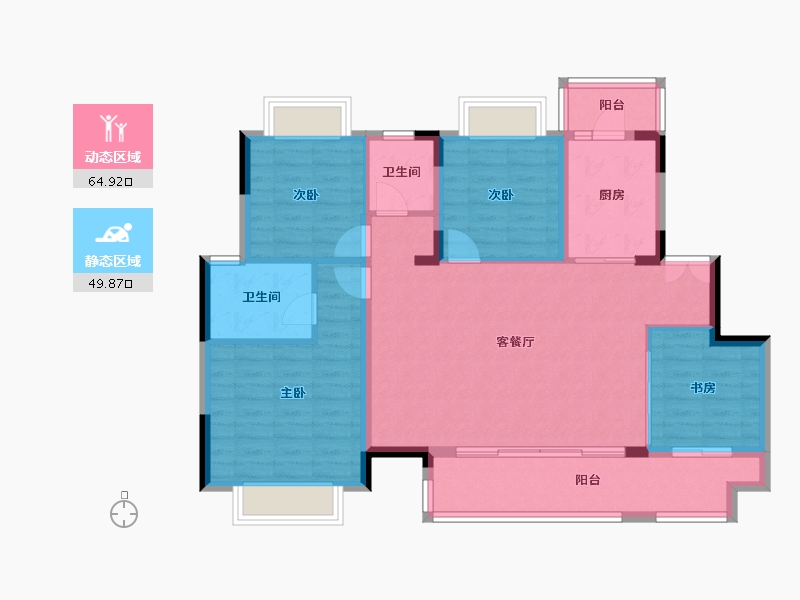 重庆-重庆市-中骏弘阳樾景台-103.78-户型库-动静分区